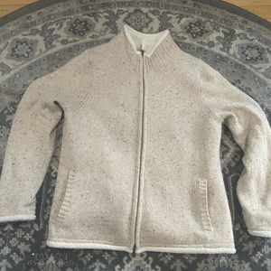 LL Bean wool blend Sherpa lined full zip sweater, size M